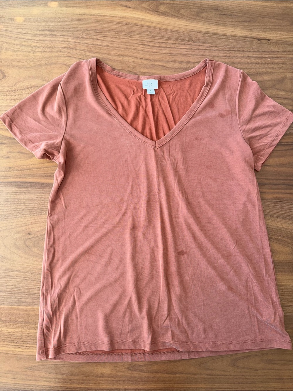 a new day V-Neck Short Sleeve Tee in Rusty Coral